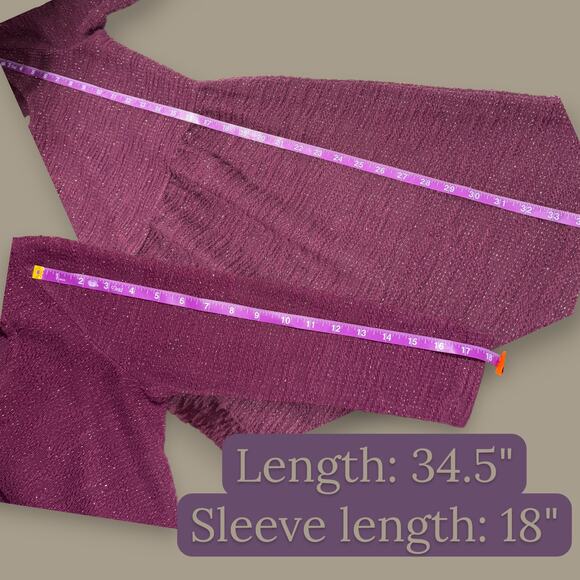 Maison Jules Metallic Knit Peplum Dress Purple Juniors M - Picture 8 of 9